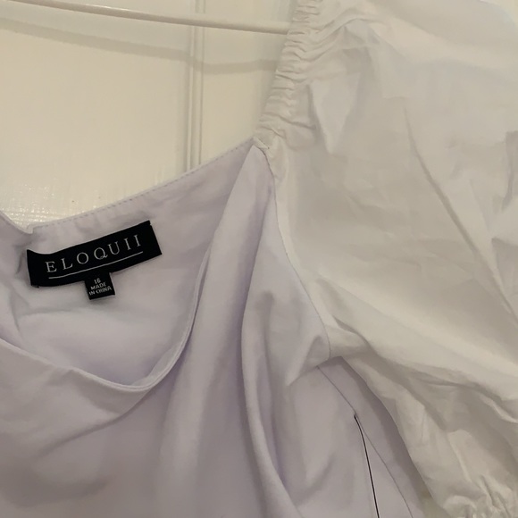 Eloquii white puff sleeve mini babydoll NWOT - Picture 5 of 9